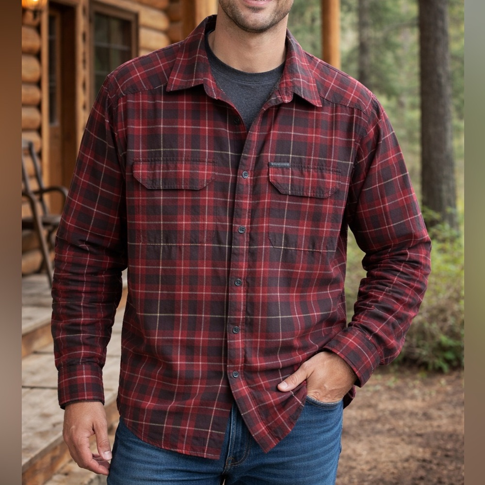 Columbia Omni-Wick Fleece Lined Plaid Flannel Shirt Shacket in Men's Size Large
